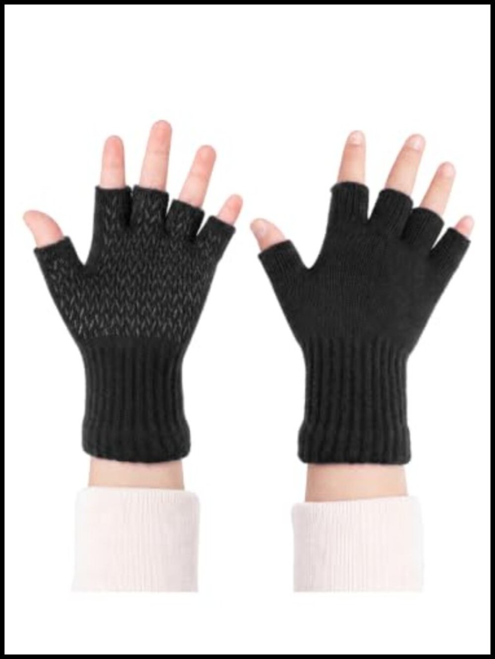 Kids Fingerless Gloves 100% Alpaca Wool Knit Warm Winter Anti-Slip